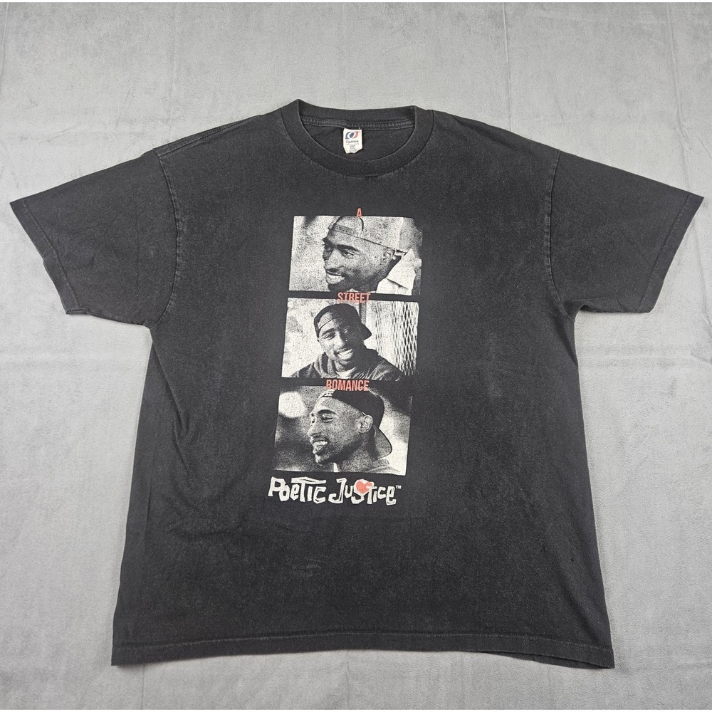 2Pac Tupac Poetic Justice T Shirt Mens Large Black Rap Tee Graphic Optima